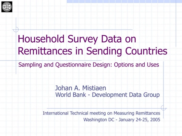 Household Survey Data on Remittances in Sending Countries