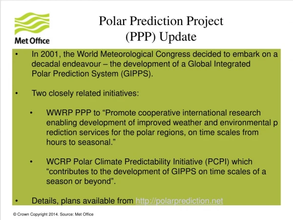 Polar Prediction Project (PPP) Update