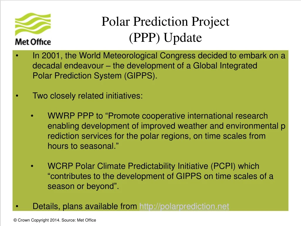 polar prediction project ppp update