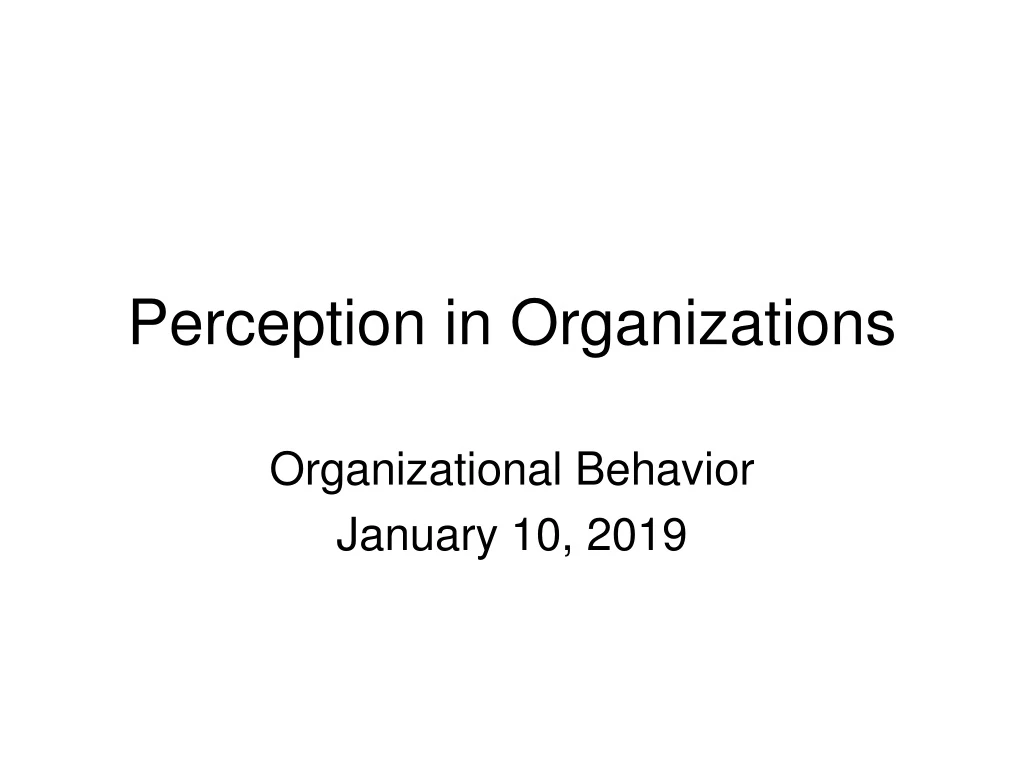 perception in organizations