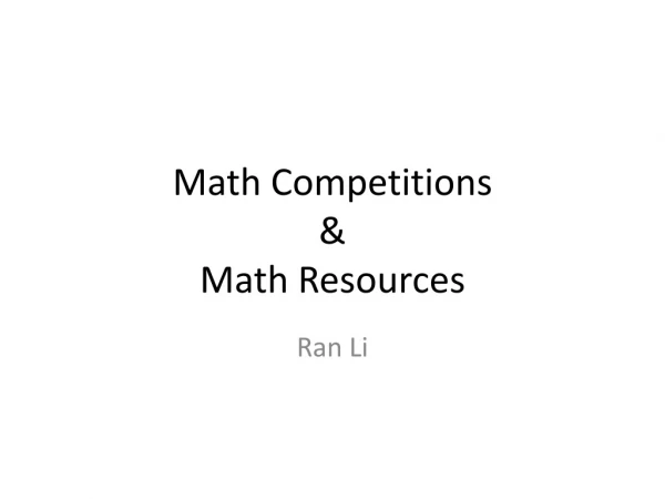 Math Competitions &amp; Math Resources