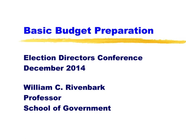 Basic Budget Preparation