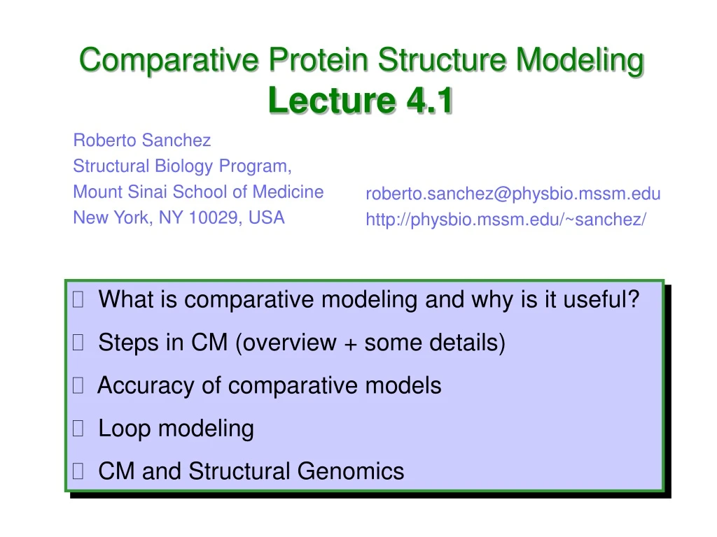 comparative protein structure modeling lecture 4 1