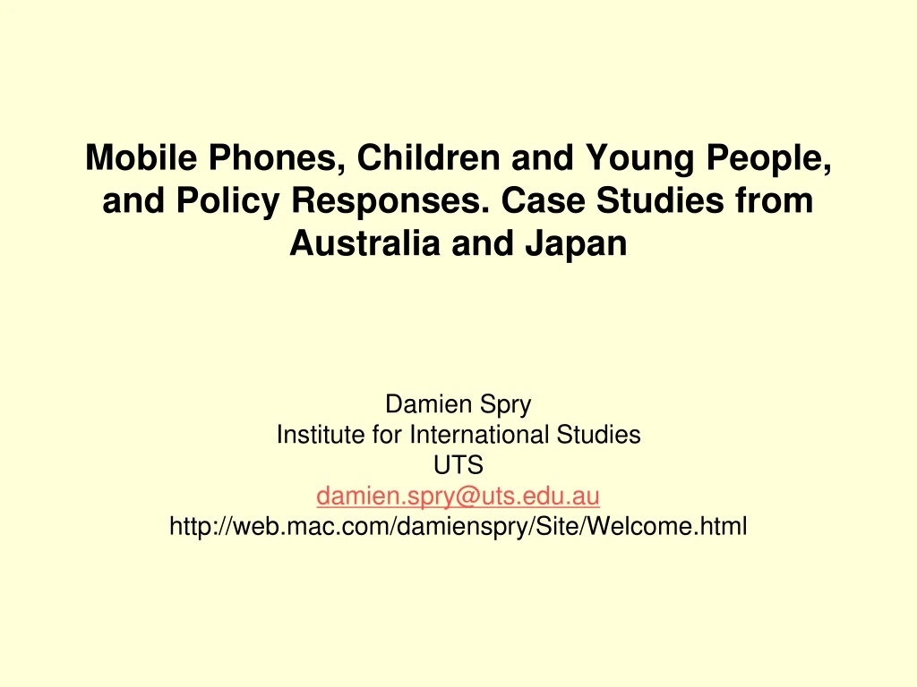 mobile phones children and young people and policy responses case studies from australia and japan