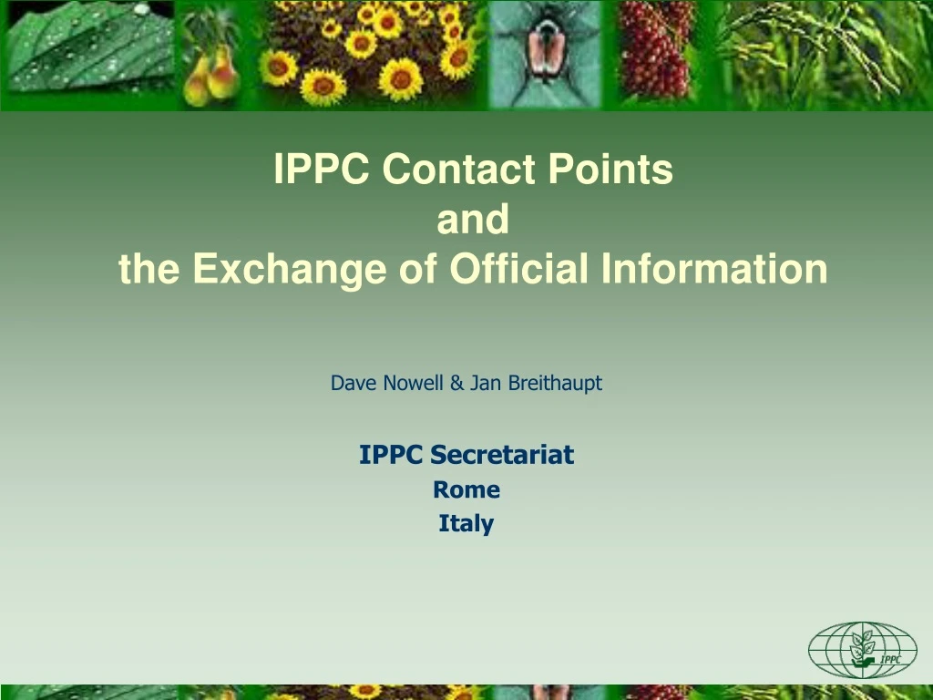 ippc contact points and the exchange of official information