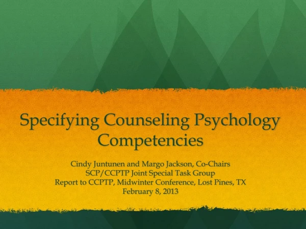 Specifying Counseling Psychology Competencies