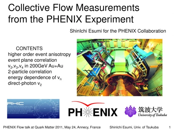 Collective Flow Measurements  from the PHENIX Experiment