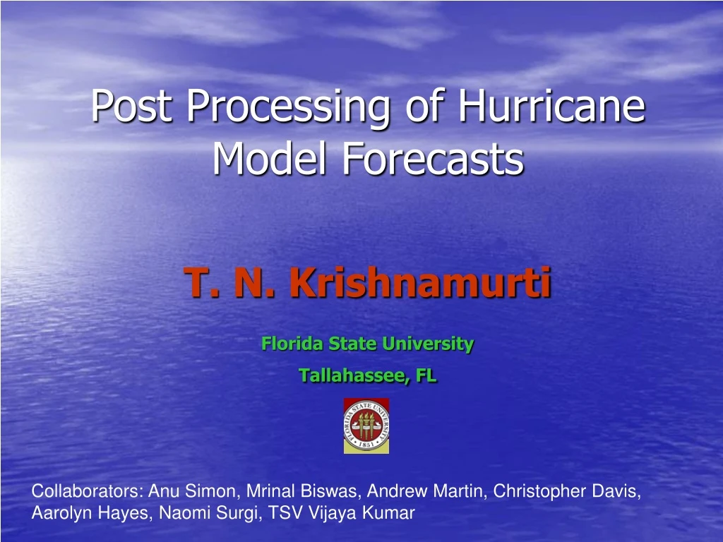 post processing of hurricane model forecasts