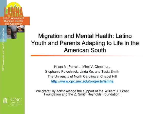 Migration and Mental Health: Latino Youth and Parents Adapting to Life in the American South
