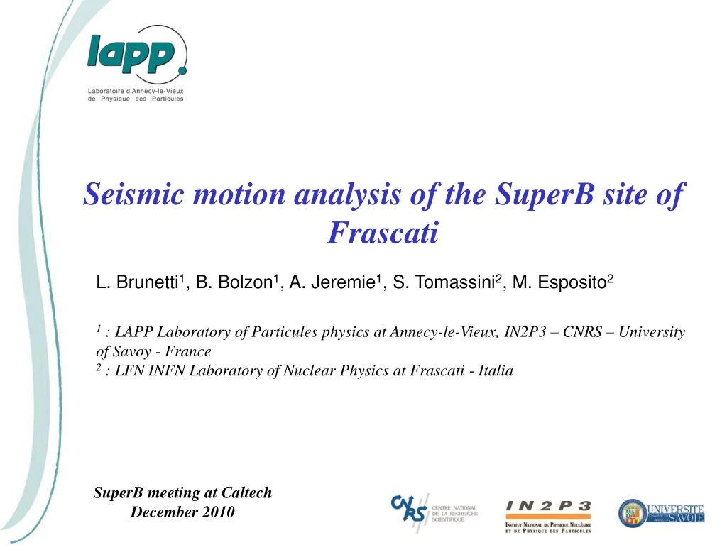seismic motion analysis of the superb site