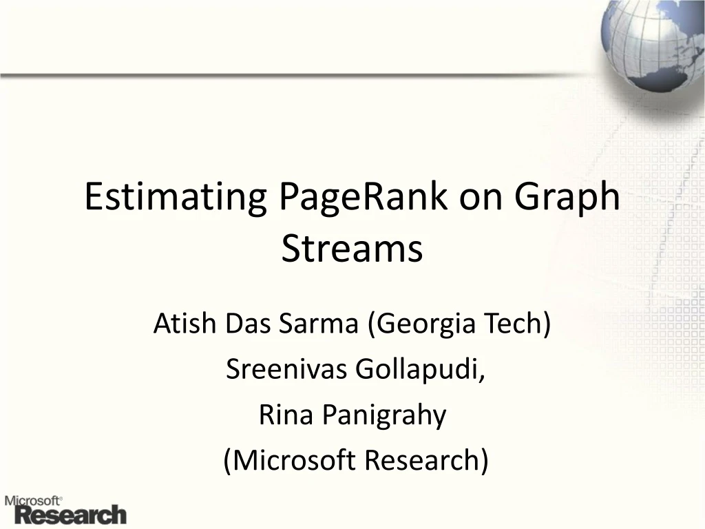 estimating pagerank on graph streams