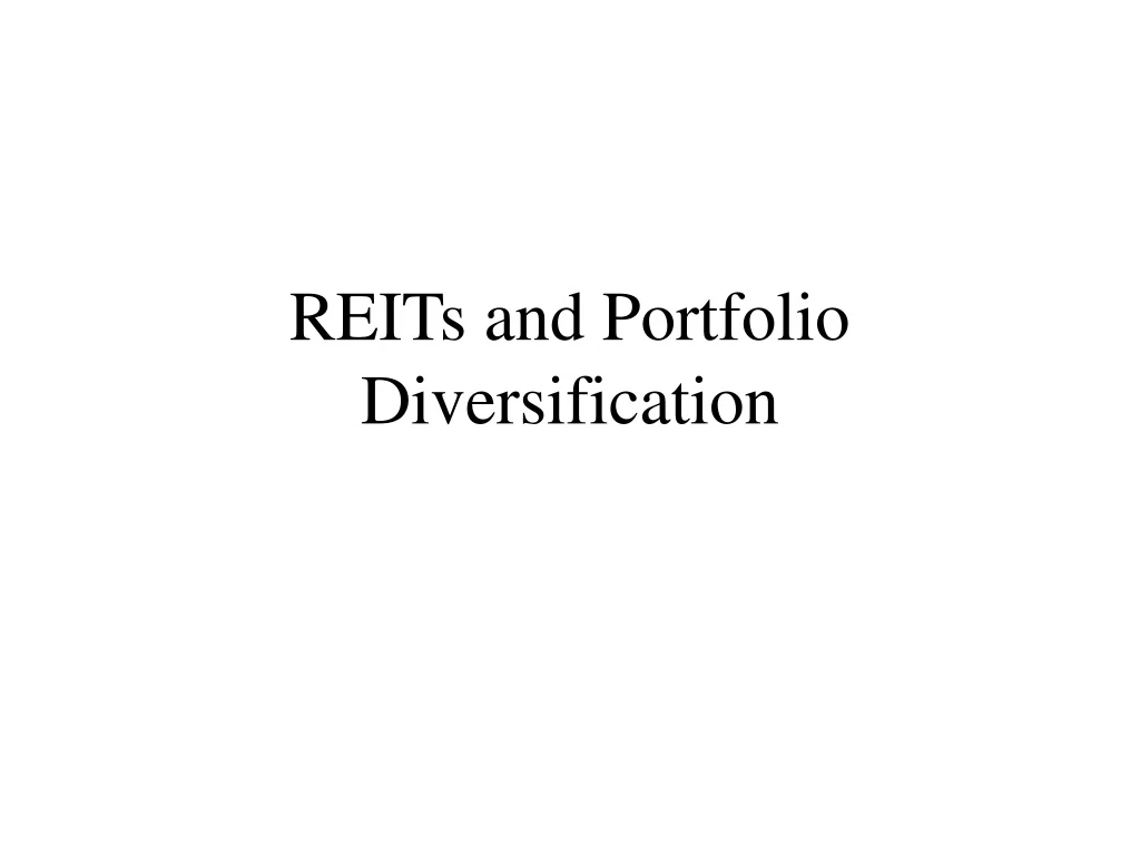 reits and portfolio diversification