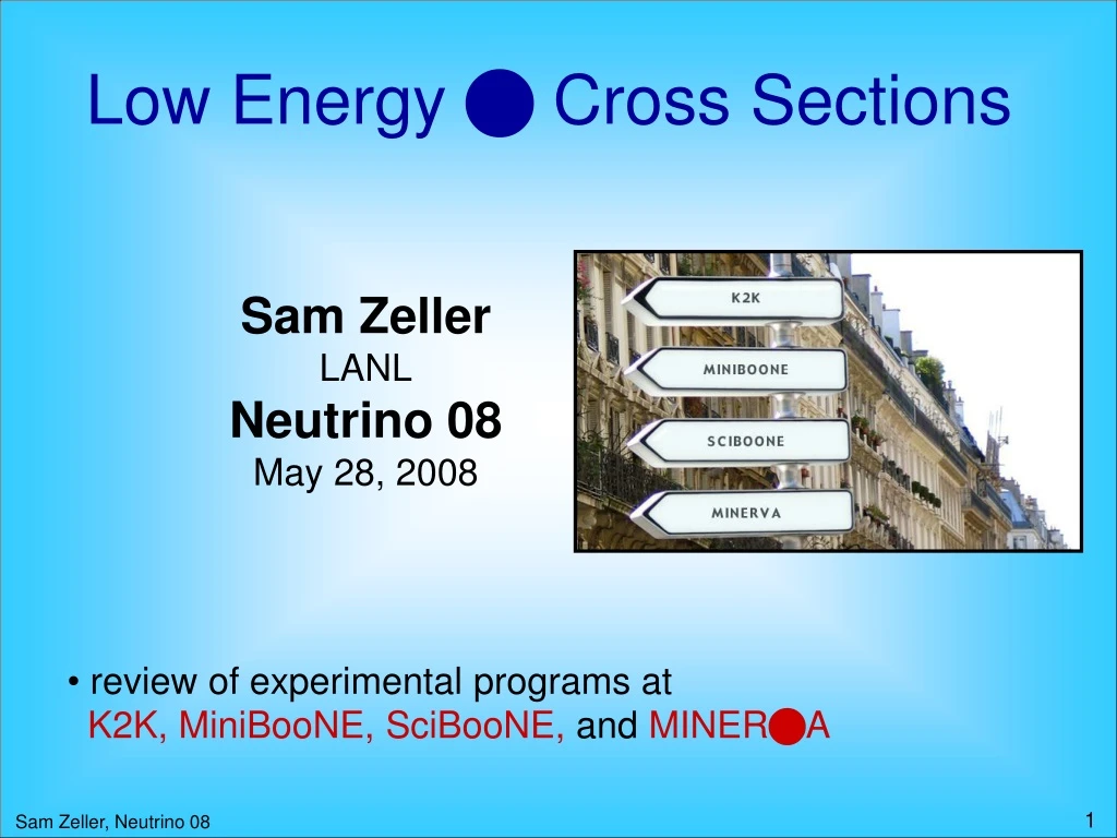 low energy cross sections