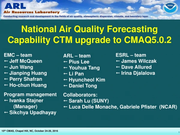 National Air Quality Forecasting Capability CTM upgrade to CMAQ5.0.2