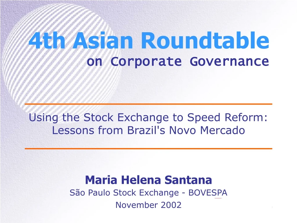 4th asian roundtable on corporate governance