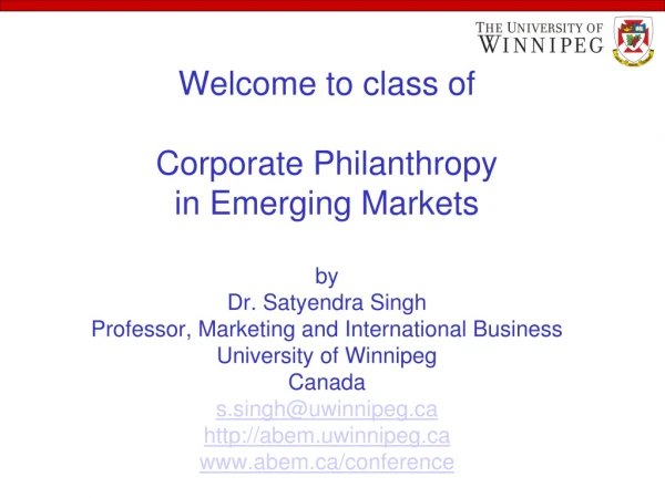 Corporate Social Responsibilities: in Developing Countries/Emerging Markets