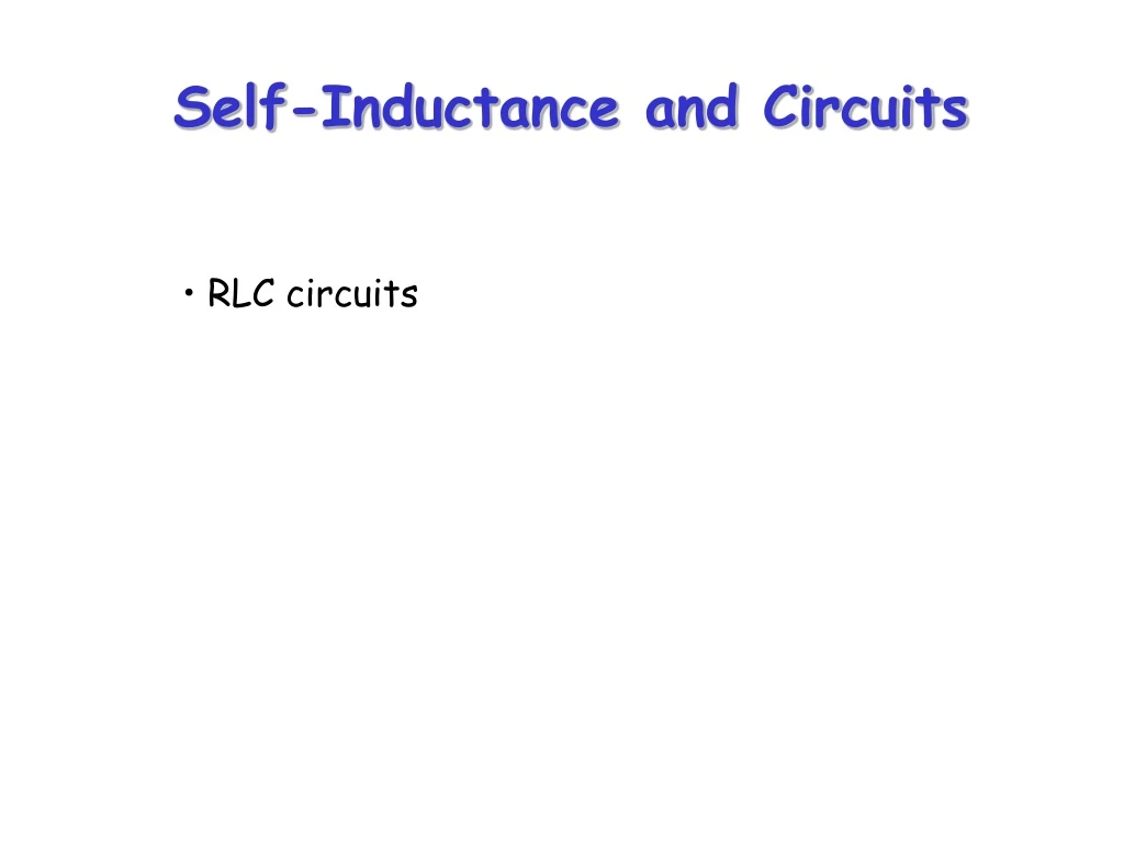 self inductance and circuits