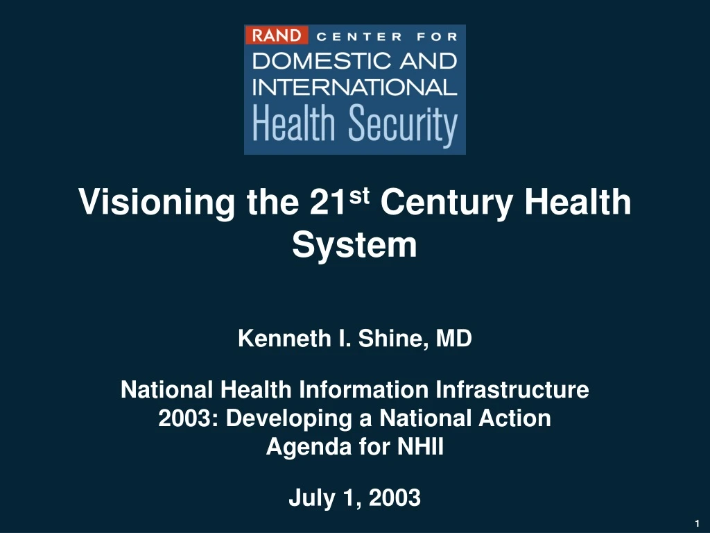 visioning the 21 st century health system