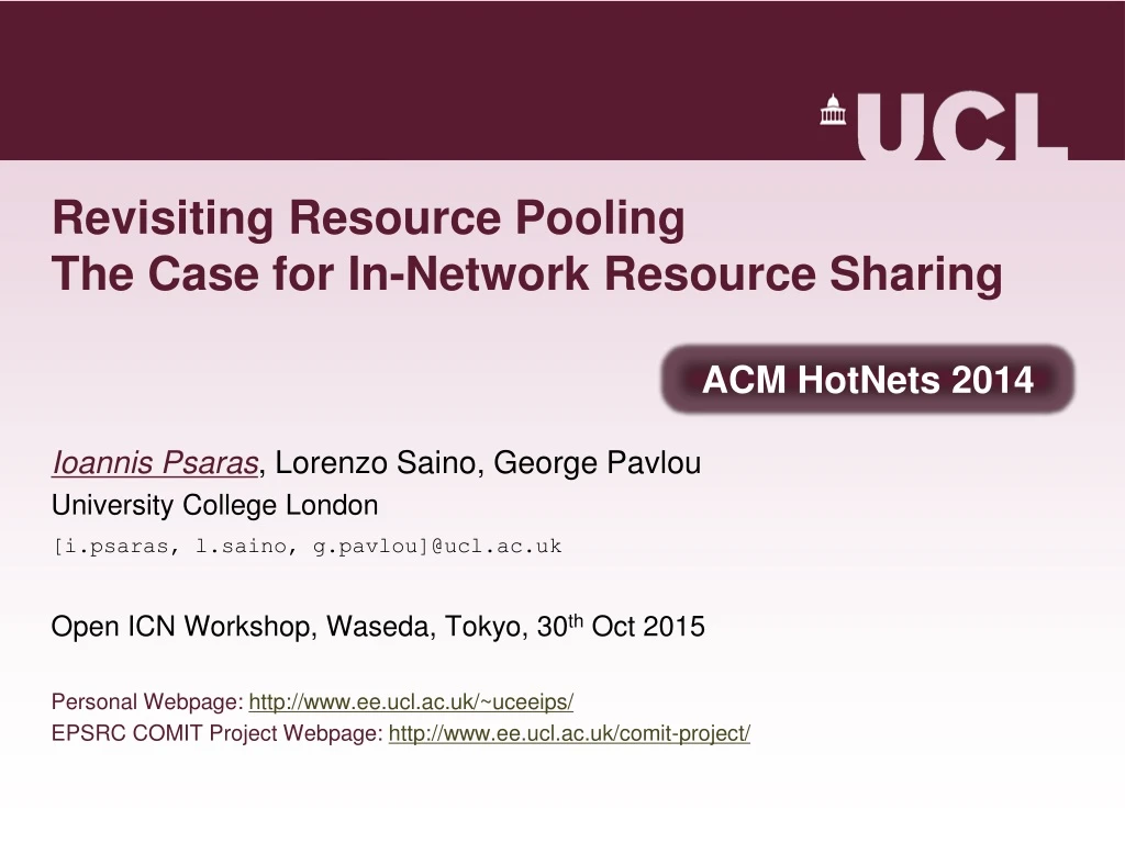 revisiting resource pooling the case for in network resource sharing