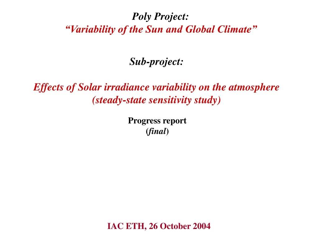 poly project variability of the sun and global