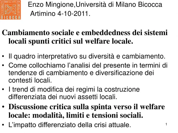Enzo Mingione,Università di Milano Bicocca                Artimino 4-10-2011.