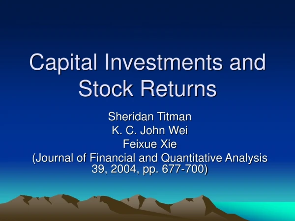 Capital Investments and Stock Returns