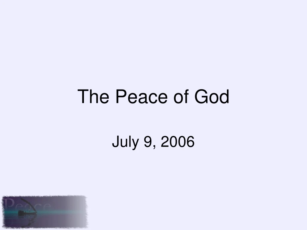 the peace of god