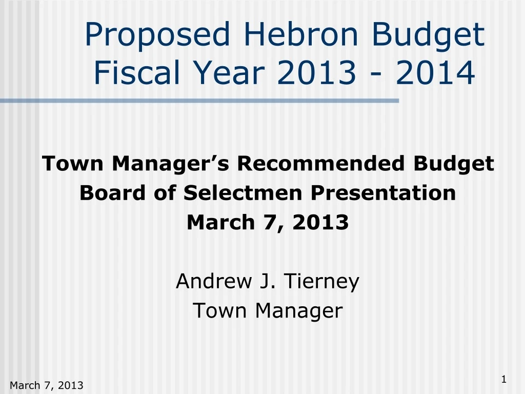 proposed hebron budget fiscal year 2013 2014
