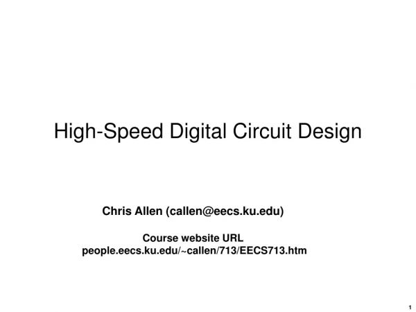 High-Speed Digital Circuit Design