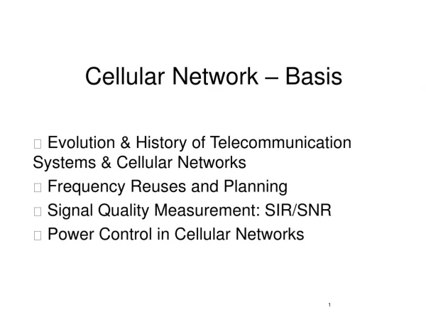 Cellular Network – Basis