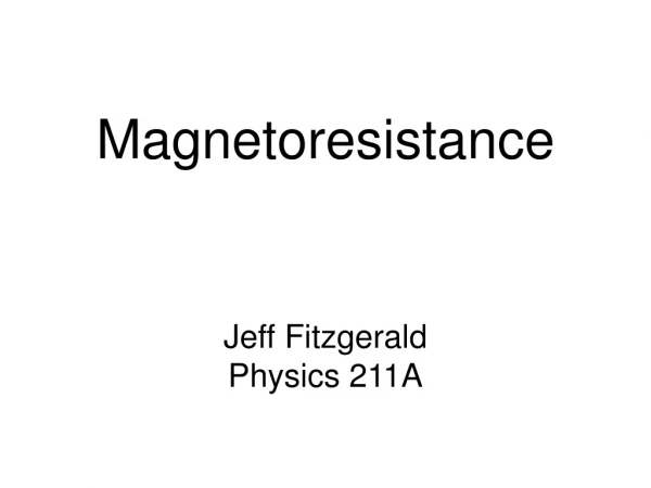 Magnetoresistance