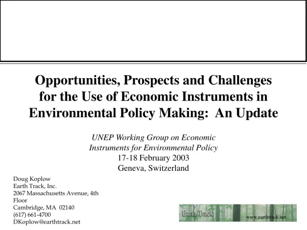 UNEP Working Group on Economic Instruments for Environmental Policy 17-18 February 2003