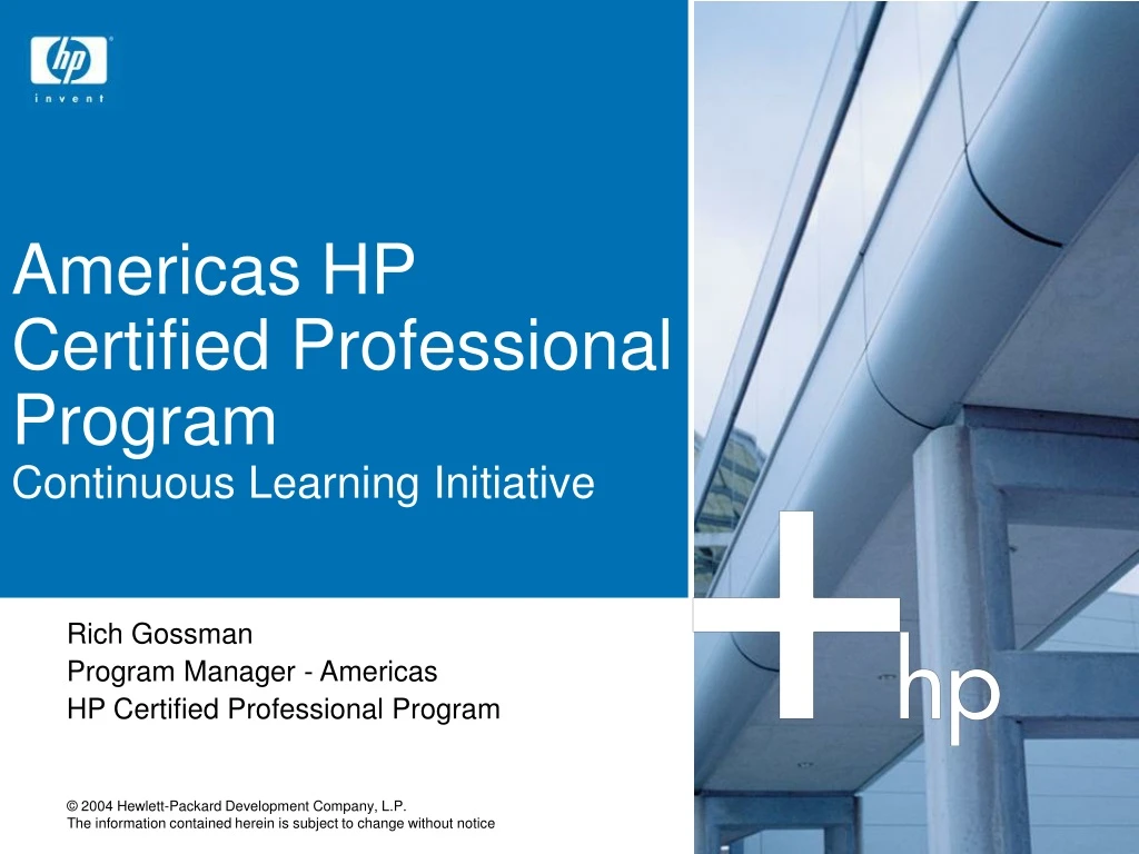 americas hp certified professional program continuous learning initiative