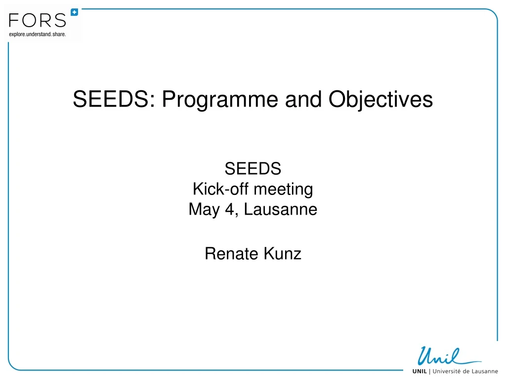seeds programme and objectives