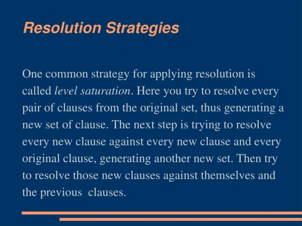 Resolution Strategies