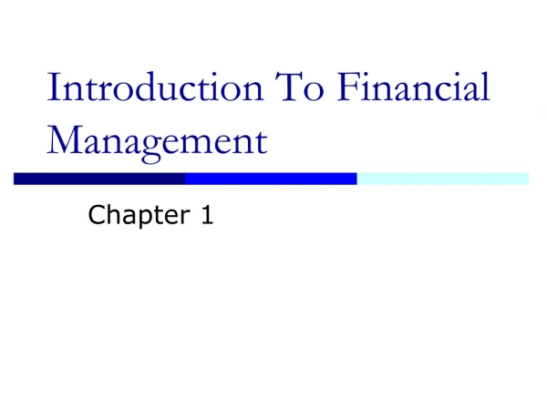 Introduction To Financial Management