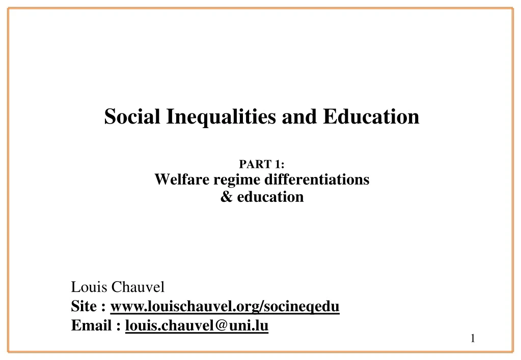 social inequalities and education part 1 welfare