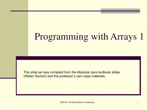 Programming with Arrays 1