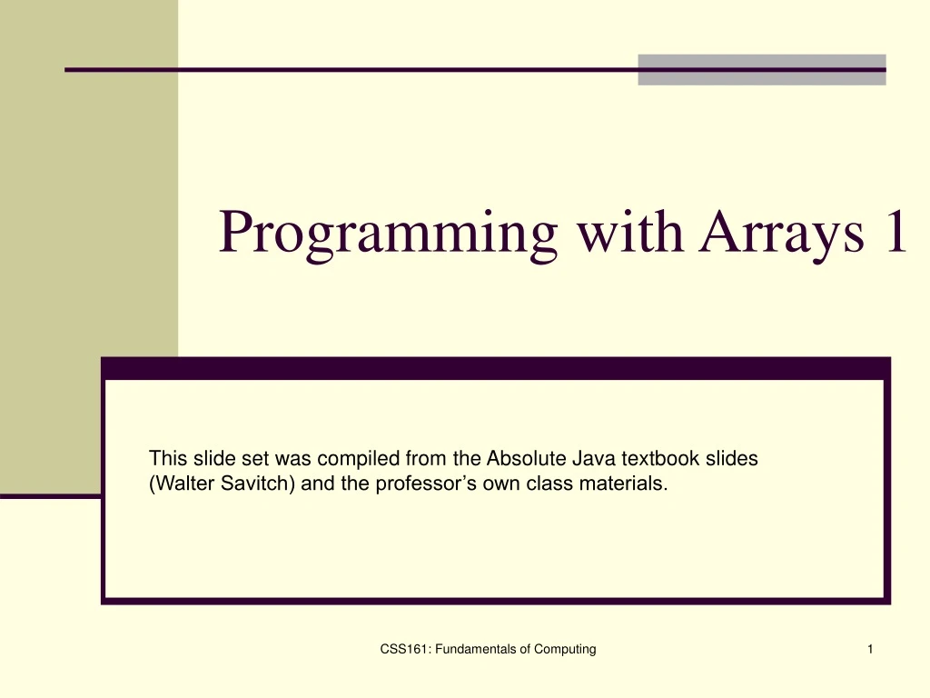 programming with arrays 1