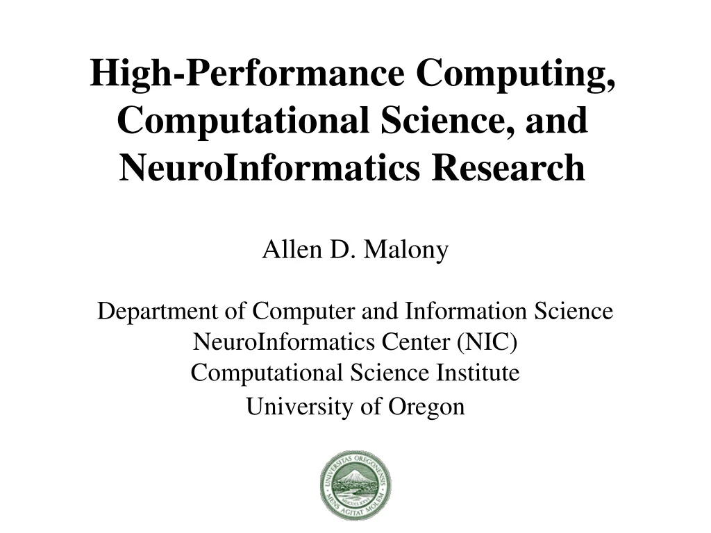 high performance computing computational science and neuroinformatics research