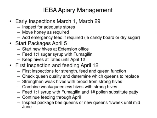 IEBA Apiary Management