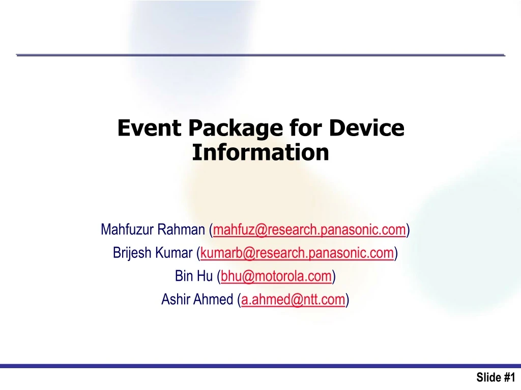 event package for device information