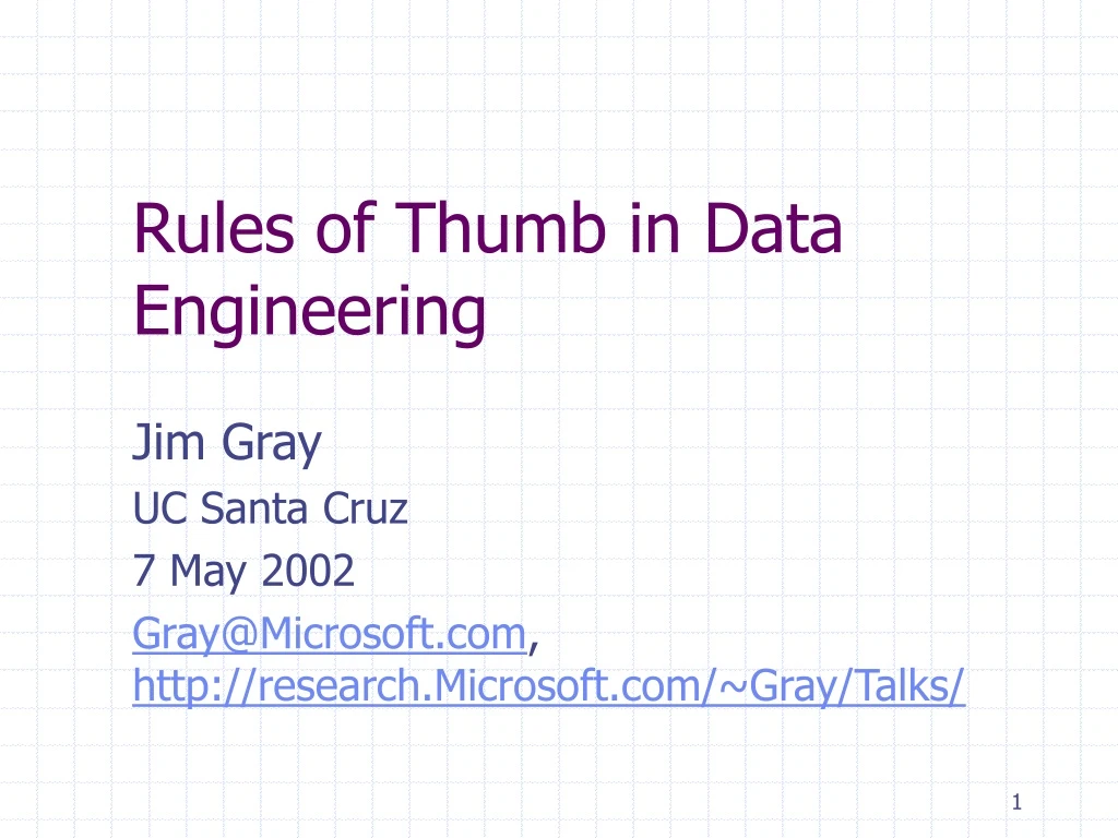 rules of thumb in data engineering