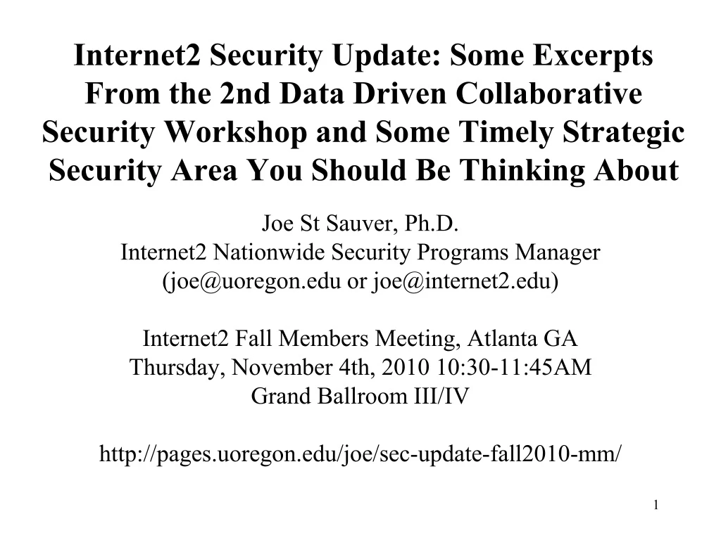 internet2 security update some excerpts from