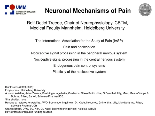 The International Association for the Study of Pain (IASP) Pain and nociception