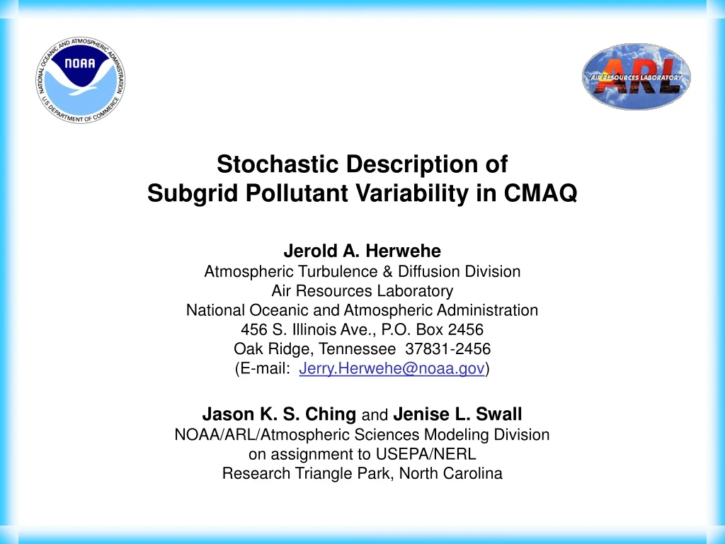 stochastic description of subgrid pollutant