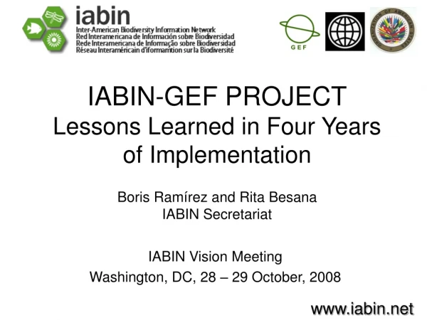 IABIN Vision Meeting Washington, DC, 28 – 29 October, 2008