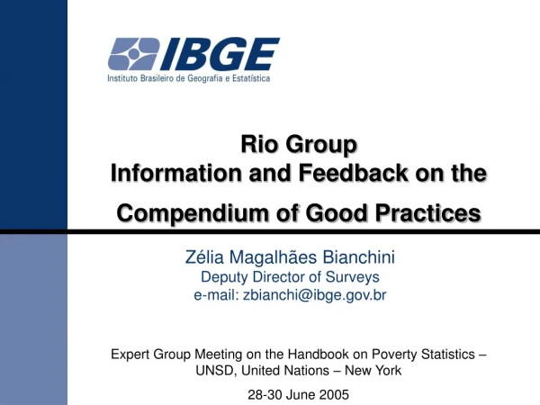 Rio Group   Information and Feedback on the Compendium of Good Practices