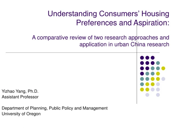 Yizhao Yang, Ph.D. Assistant Professor Department of Planning, Public Policy and Management