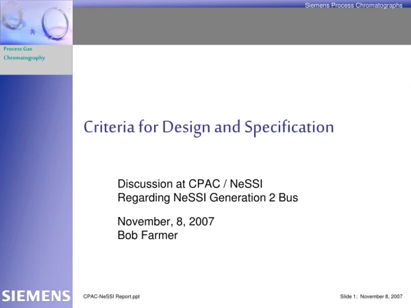 Criteria for Design and Specification